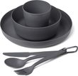 Camp Dinnerware Set w/ Mesh Sack - [6 Piece Grey Charcoal