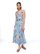 Lněné maxi šaty Modrá