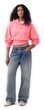 880827-03 Oversize crop mikina s logem VintageSoft Růžová