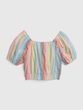 601092-02 Dětský lněný pruhovaný top Barevná