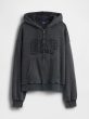 VintageSoft Oversized Logo Zip Hoodie šedá