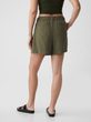Lněné kraťasy high rise Zelená