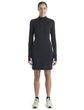 W Mer 260 Granary LS Half Zip Tee Dress, BLACK