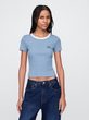 Žebrované crop tričko Modrá