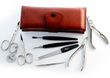 Manicure set leather scroll 8 pcs burgundy