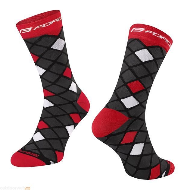 SQUARE, černo-červené - cyklistické ponožky - FORCE - cyklo ponožky -  cyklistika - 152 Kč