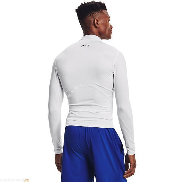 UA HG Armour Comp Mock LS, White - men's long sleeve compression