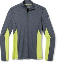 SMARTWOOL M MERINO SPORT LONG SLEEVE 1/4 ZIP, charcoal heather-dark citron