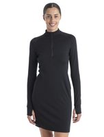 ICEBREAKER W Mer 260 Granary LS Half Zip Tee Dress, BLACK