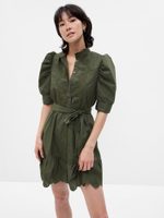 GAP 792564-00 Mini šaty s nabíranými rukávy Zelená