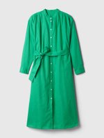 GAP 857614-03 Lněné midi šaty Zelená