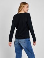 407027-02 Pletený svetr s výstřihem V Černá