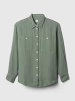 GAP 876065-00 Mušelínová košile oversize Zelená