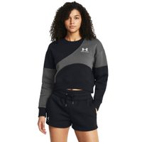 UNDER ARMOUR Essential Fleece Crop Crew, Black / Castlerock / White