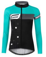 FORCE SQUARE women's long. sleeve black-turquoise