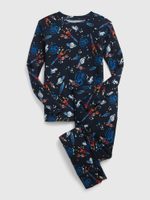 430812-00 Dětské vzorované pyžamo vesmír Tmavě modrá