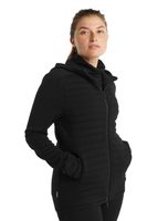 ICEBREAKER W ZONEKNIT LS ZIP HOODIE - BLACK