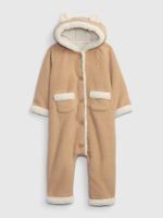 GAP 485684-00 Baby overal s kožíškem sherpa Hnědá