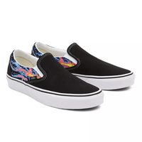 VANS UA CLASSIC SLIP-ON (ELECTRIC FLAME), BLACK/TRUE WHITE