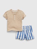 GAP 869446-00 Baby set tričko a pruhované kraťasy Modrá