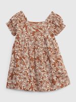 GAP 869364-00 Baby květované šaty Hnědá