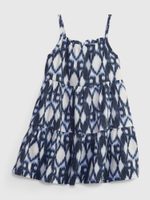 GAP 830701-00 Dětské lněné vzorované šaty Tmavě modrá