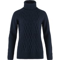 FJÄLLRÄVEN Övik Cable Knit Roller Neck W Dark Navy