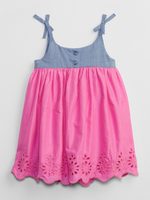 GAP 857435-00 Baby šaty na ramínka s madeirou Růžová