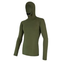 SENSOR MERINO DF men's long shirt. sleeve with hood safari