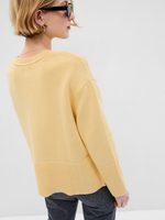 513541-01 Pletený svetr s rozparky Žlutá