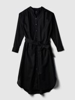 GAP 594754-00 Lněné košilové midi šaty Černá