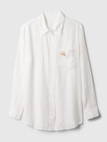 GAP 886681-00 Lněná košile s logem Bílá