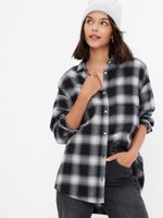 GAP 450480-01 Teen flanelová košile kostka organic Černá