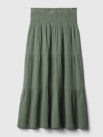 GAP 857496-00 Mušelínová maxi sukně Zelená