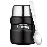 Food thermos with folding spoon and cup 470 ml mat black