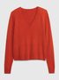 792200-03 Pletený svetr s výstřihem V Červená
