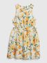601083-00 Dětské lněné květované šaty Žlutá