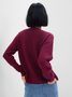 750656-02 Pletený svetr s výstřihem V Vínová