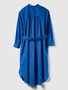 594754-01 Lněné košilové midi šaty Modrá