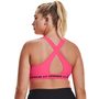 UA Crossback Mid Bra, Pink/black