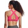 UA Crossback Mid Bra, Pink/black