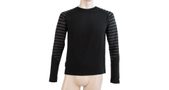 MERINO ACTIVE men's long sleeve shirt black/dark grey stripes