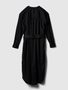 594754-00 Lněné košilové midi šaty Černá