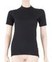 DOUBLE FACE women's T-shirt neck sleeve black