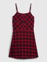 501733-00 Teen kostkované šaty na ramínka Červená