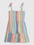 602011-00 Dětské lněné pruhované šaty Barevná