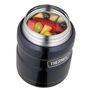 Food thermos with folding spoon and cup 470 ml dark blue