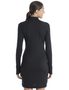 W Mer 260 Granary LS Half Zip Tee Dress, BLACK