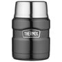 Food thermos with folding spoon and cup 470 ml metallic grey