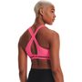 UA Crossback Mid Bra, Pink/black